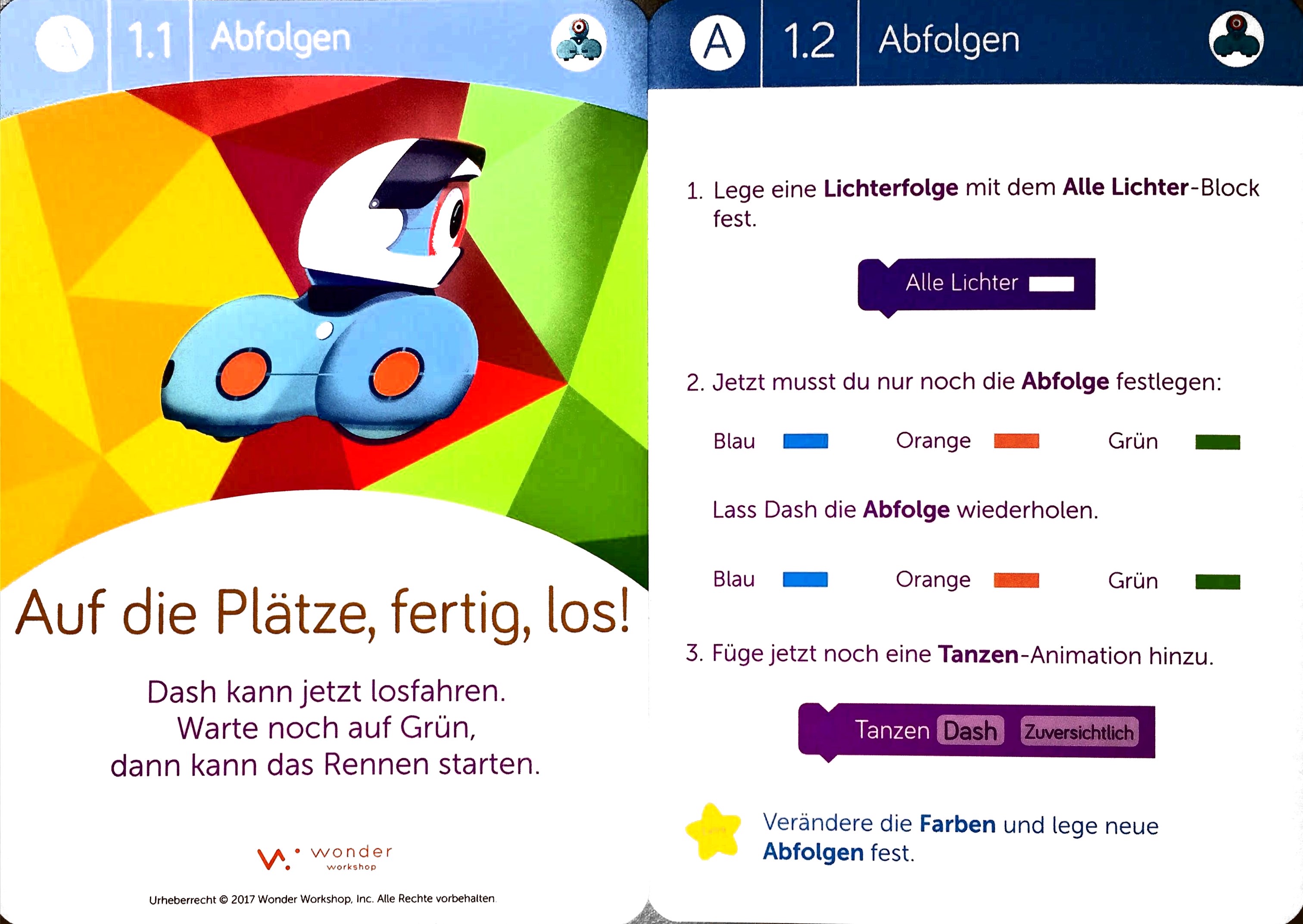 Cue Dash Dot Wonder Workshop Spielkarten Anleitungen