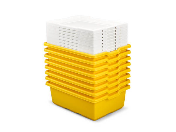 Boîte de rangement moyenne, jaune (8 pièces)